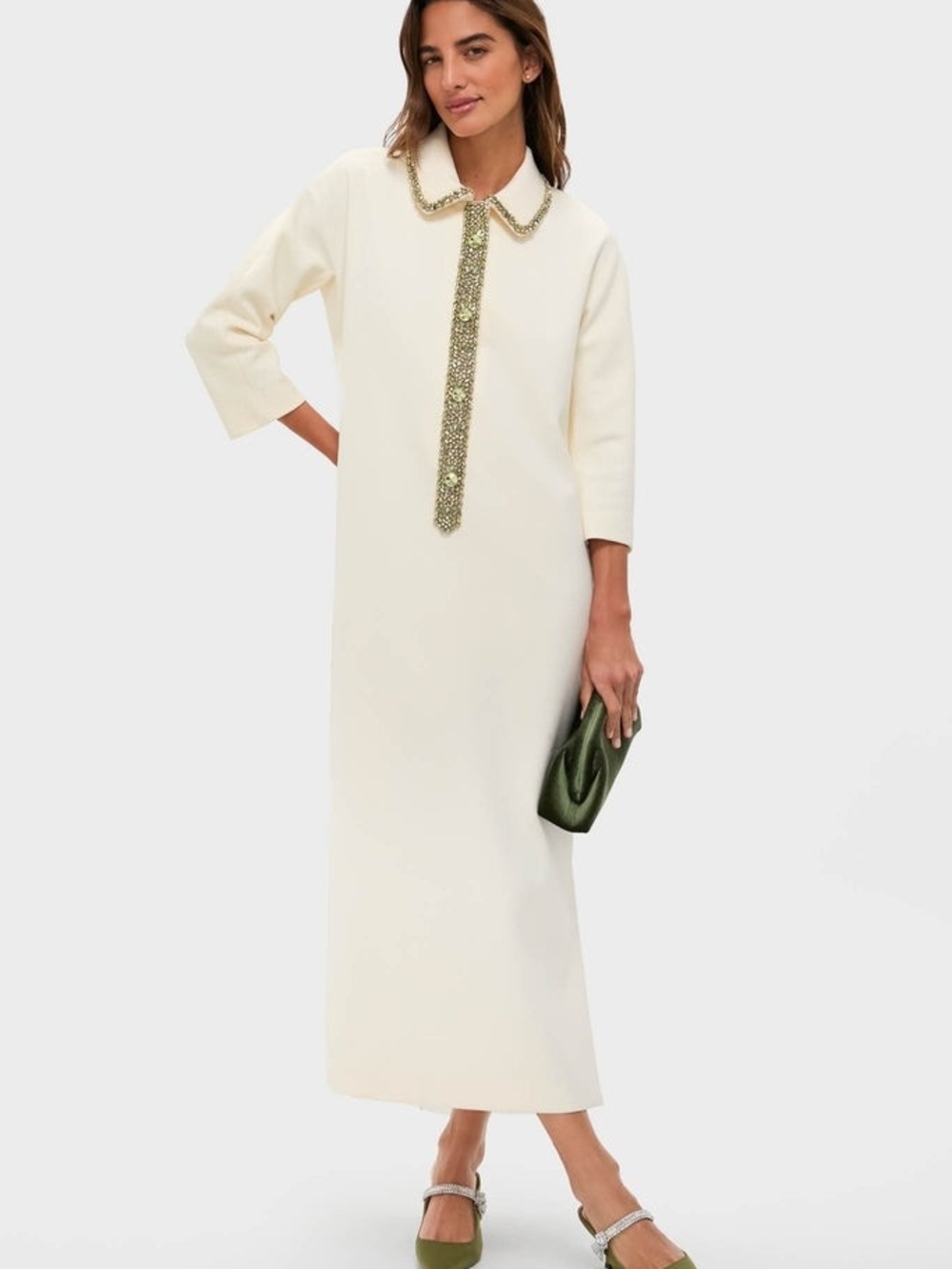 Tuckernuck Winter White Embellished Nicola Maxi Dress Size M - special occasion